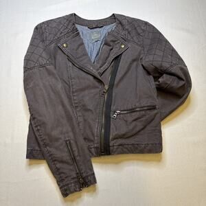 Gap Quilted Moto Jacket Women's Size 4 Coal Gray Asymmetrical Zip #0079
